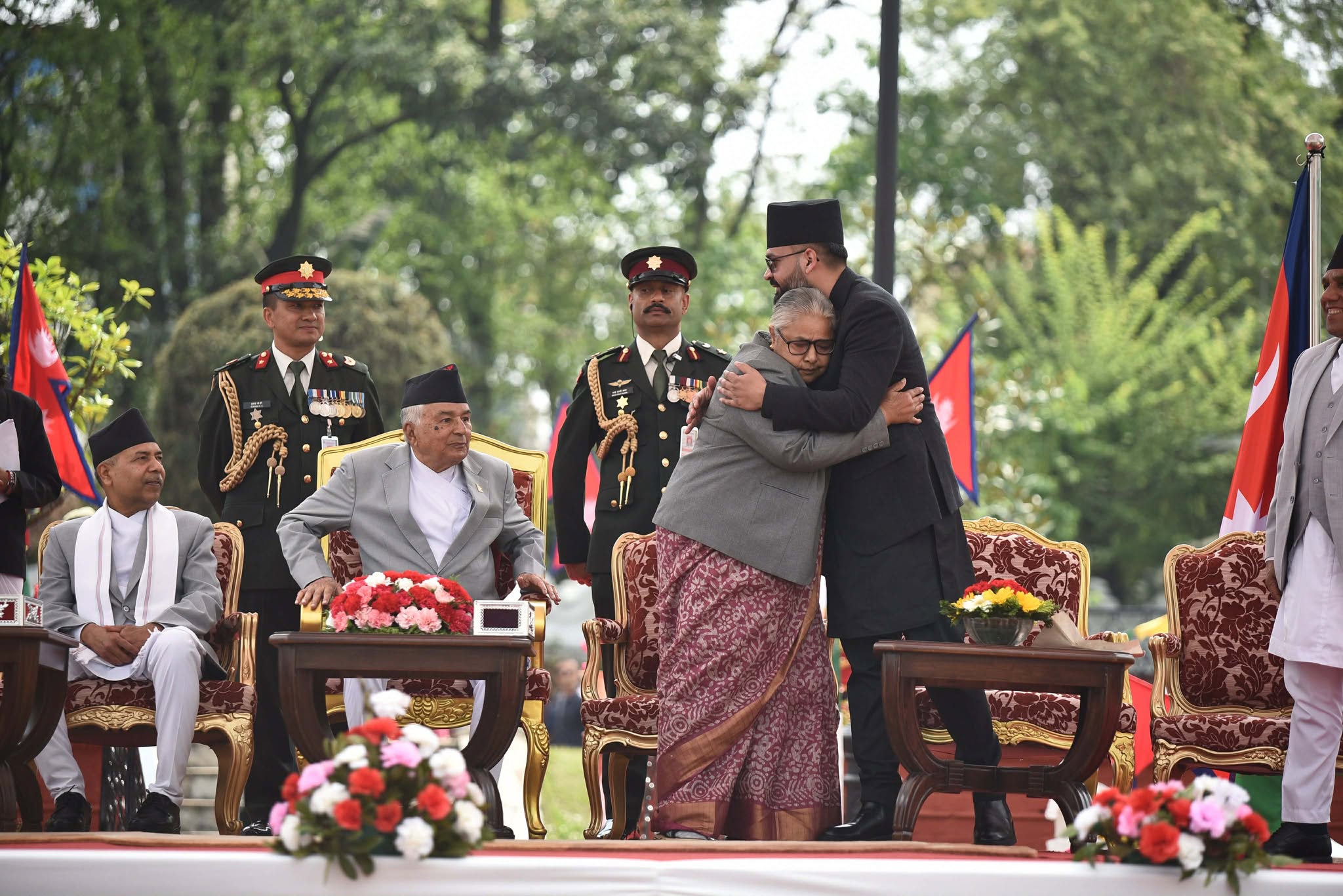 Balen Shah taking the oath during a national leadership ceremony